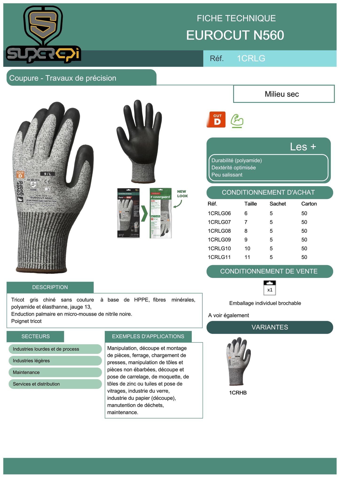 les gants de sécurité Eurocut N5600 - Pack de 5 pour protéger vos mains lors de vos travaux dangereux.  Nos gants Eurocut N5600 sont conçus avec des matériaux de haute qualité pour offrir une protection optimale contre les coupures et les abrasions. Ils sont résistants à l'eau et à l'huile, ce qui les rend idéaux pour une utilisation dans différents environnements de travail.