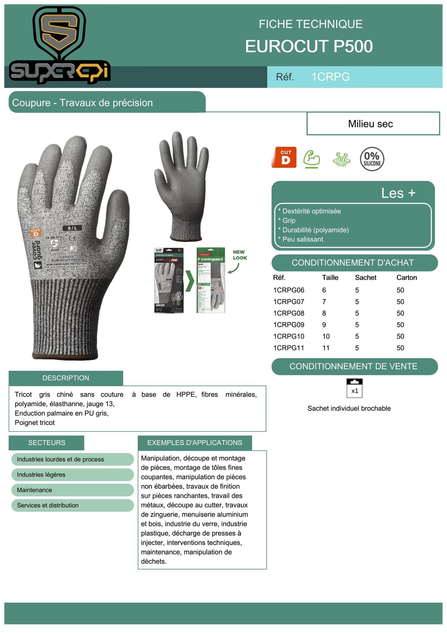 Les gants Eurocut N5600 sont des gants de protection en nitrile, spécialement conçus pour offrir une protection supérieure contre les coupures et les perforations. Ce pack de 50 gants est idéal pour les professionnels qui ont besoin d'une protection supplémentaire pour leurs mains lors de la manipulation d'objets tranchants ou dangereux.