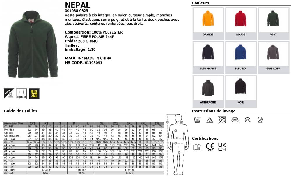 Polaire Nepal 280 GR/MQ