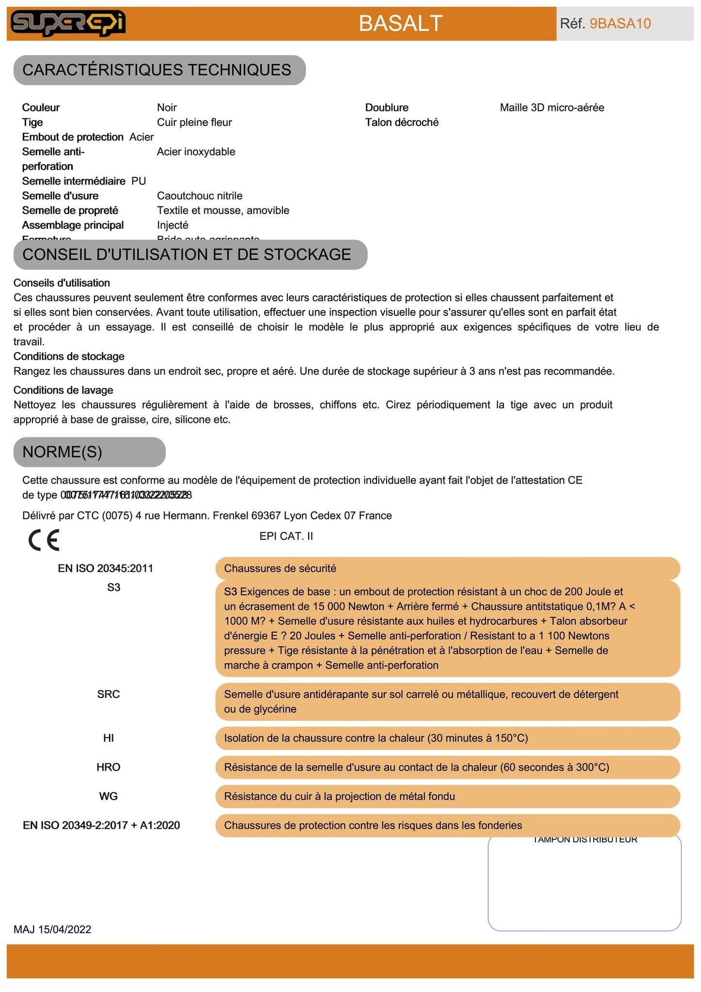 Le modèle BASALT allie confort et praticité pour offrir une expérience de travail optimale. Sa doublure en filet respirant assure une bonne ventilation, tandis que son système de fermeture à scratch permet un déchaussage rapide en cas de besoin