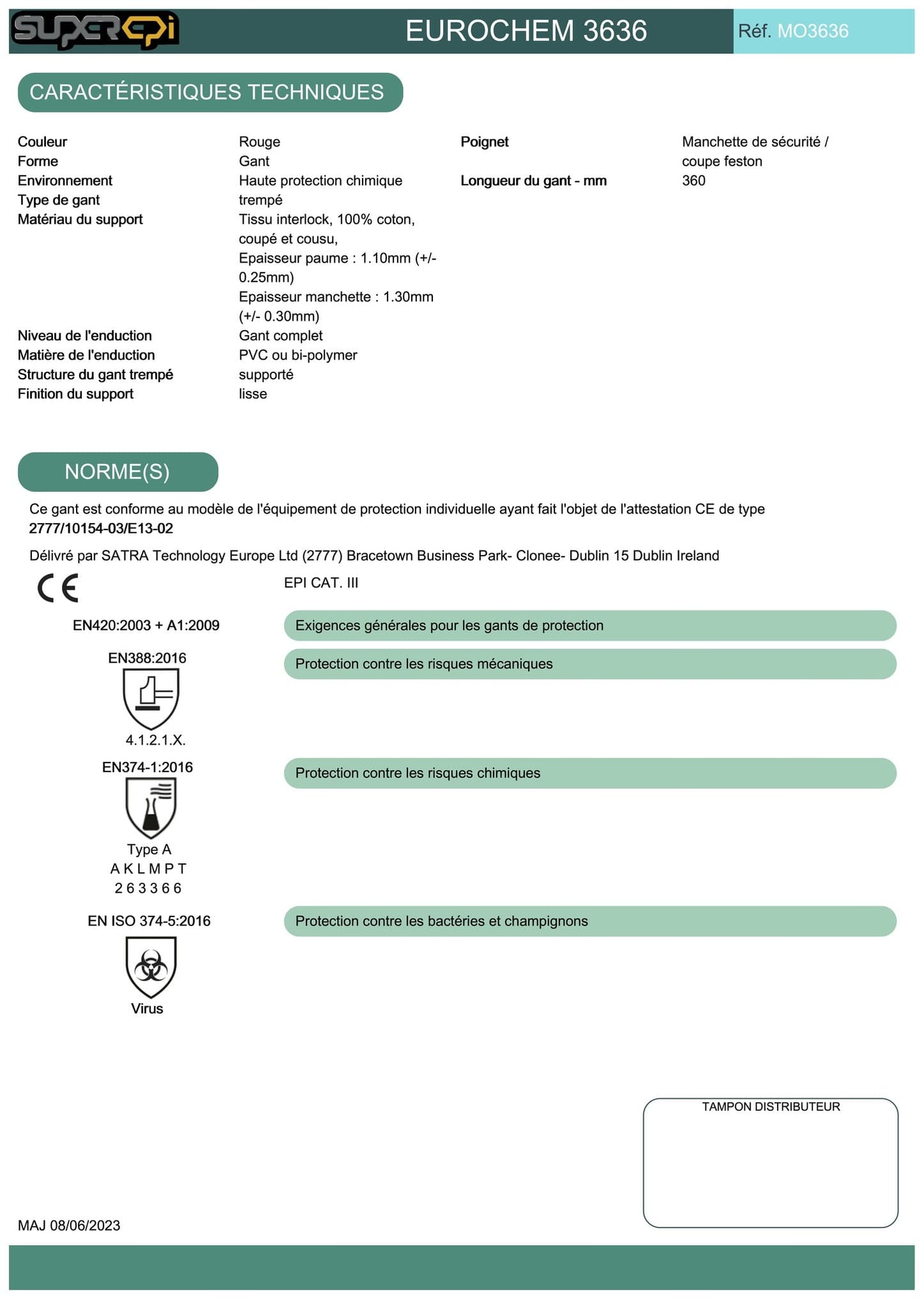 Gants de protection EUROCHEM 3636 / 10 paires