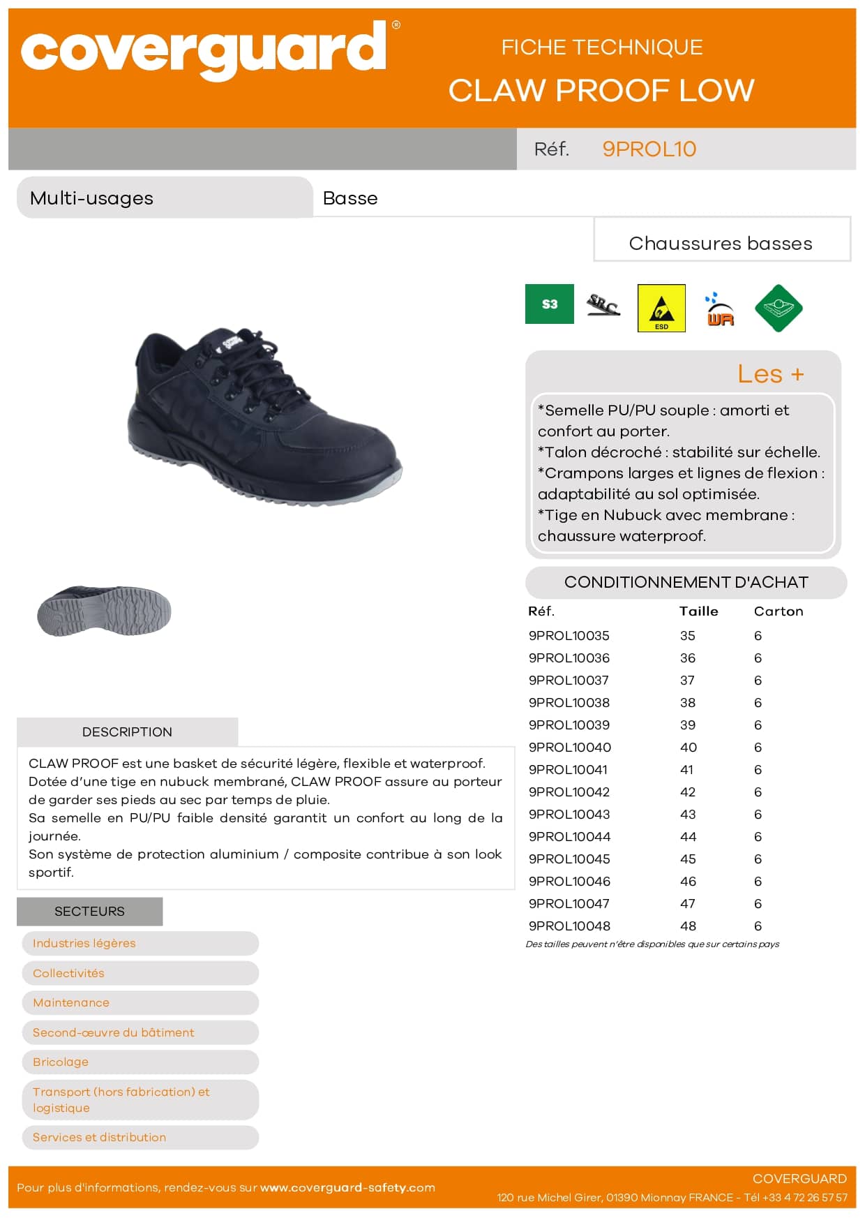 Chaussure de sécurité CLAW PROOF basse