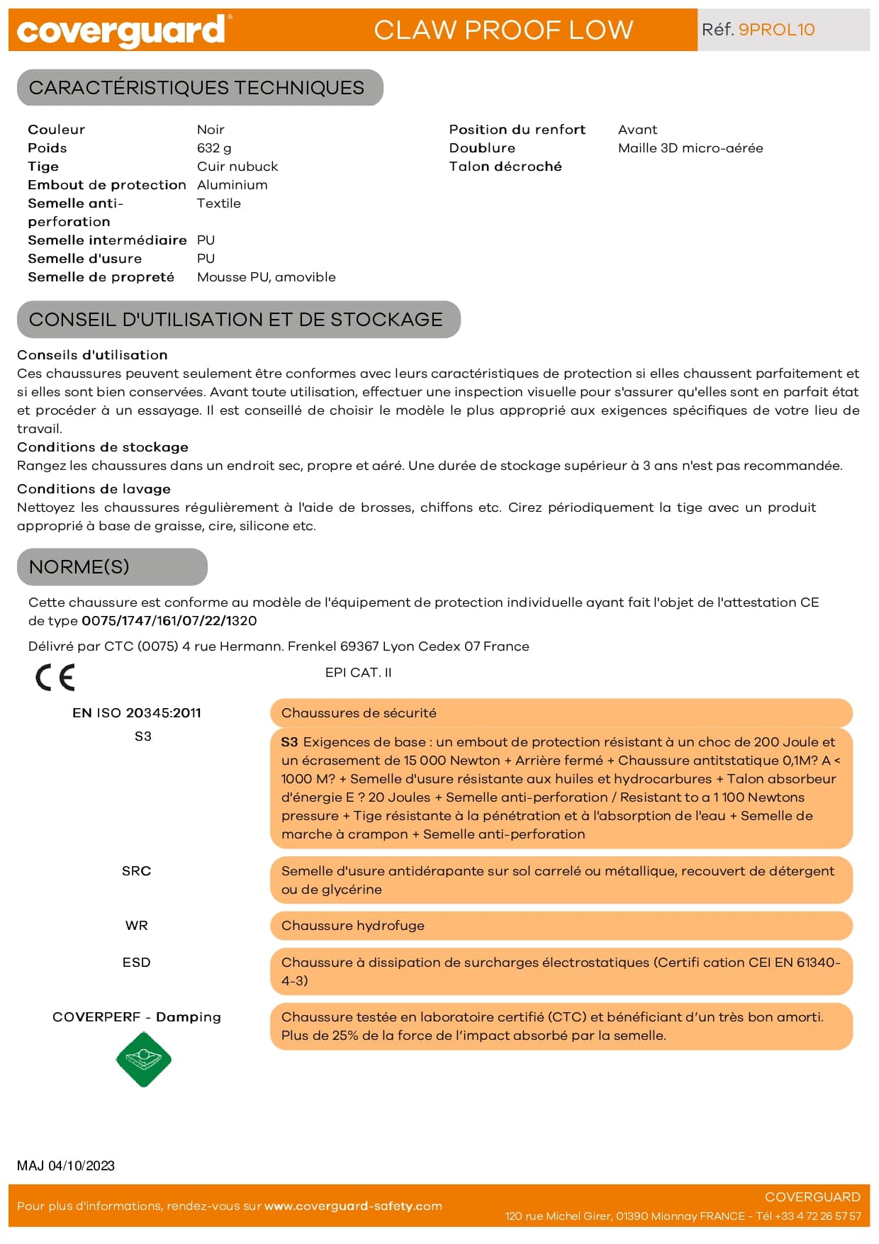 Chaussure de sécurité CLAW PROOF basse