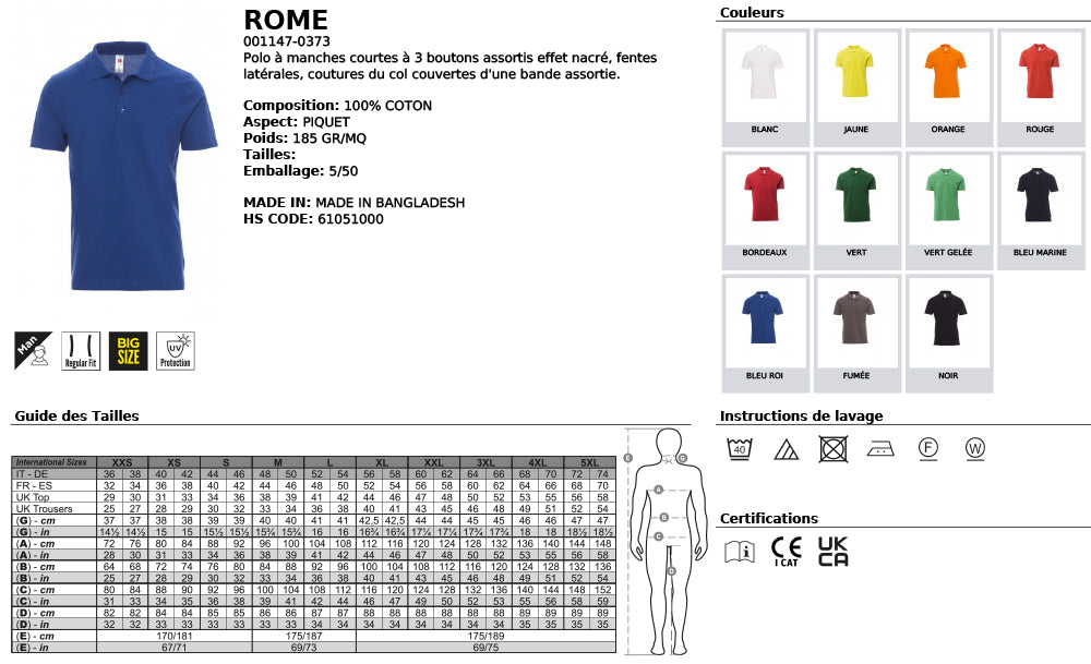 Polo Rome 185 GR/MQ