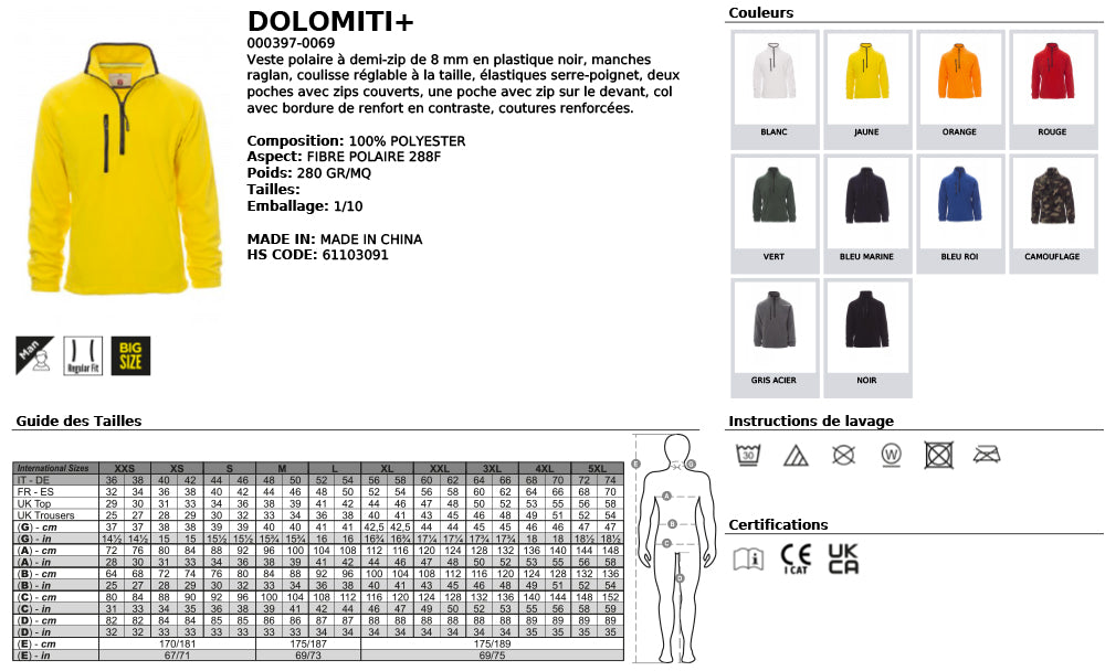 Polaire DOLOMITI+ 280 GR/MQ