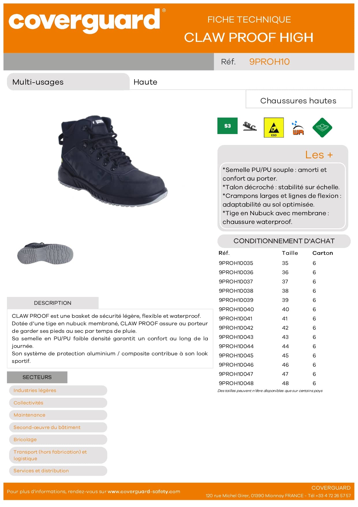 Chaussure de sécurité CLAW PROOF Haute