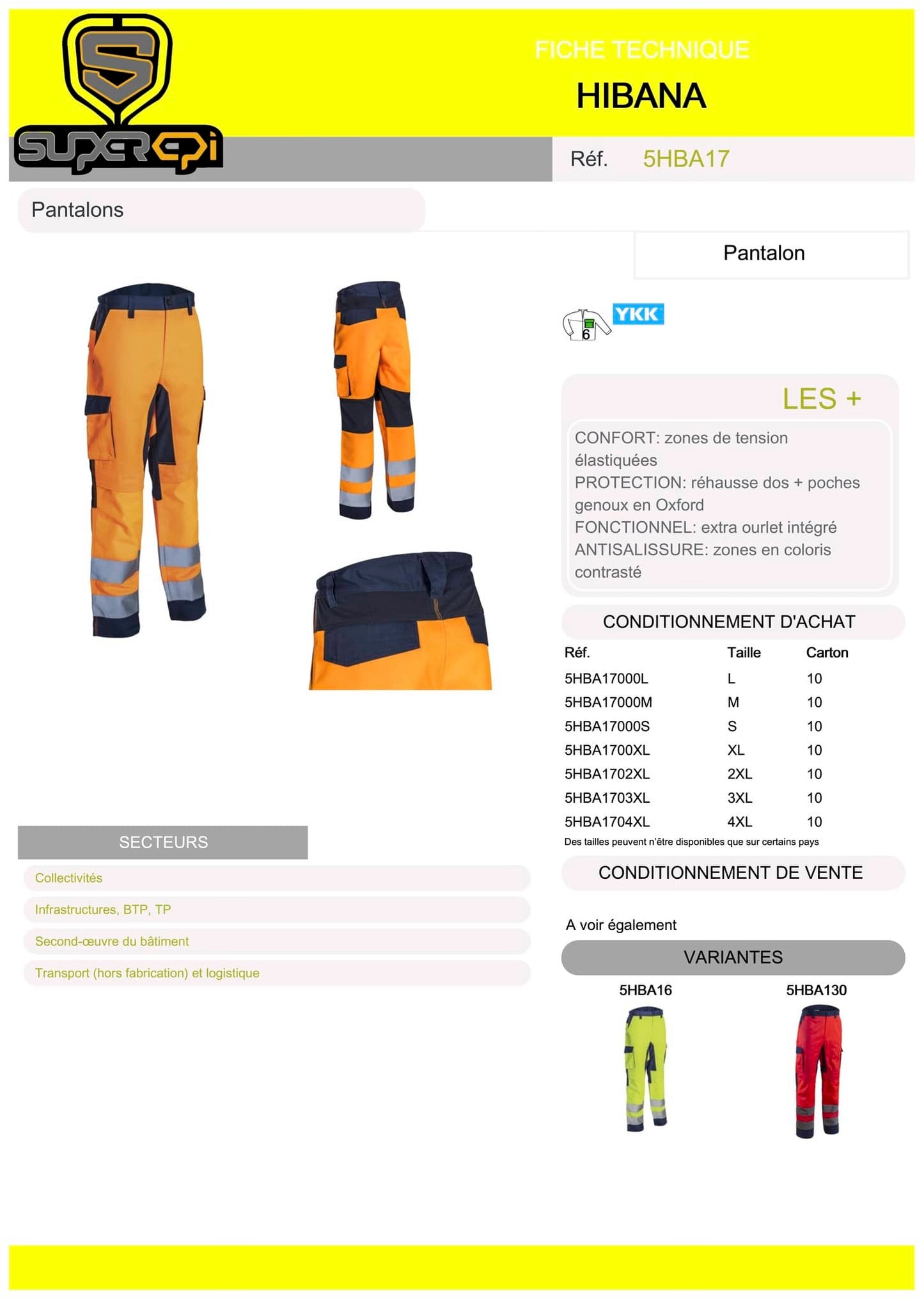 Dans un entrepôt animé, un opérateur manie des équipements lourds en toute sécurité, habillé du Pantalon Hibana HV SuperEpi. Les multiples poches de rangement et les détails fonctionnels de ce pantalon facilitent l'organisation et l'accès aux outils et aux équipements, garantissant une efficacité accrue sur le lieu de travail. Pratique et résistant, le Pantalon Hibana HV SuperEpi est le choix idéal pour les professionnels soucieux de leur visibilité et de leur confort.