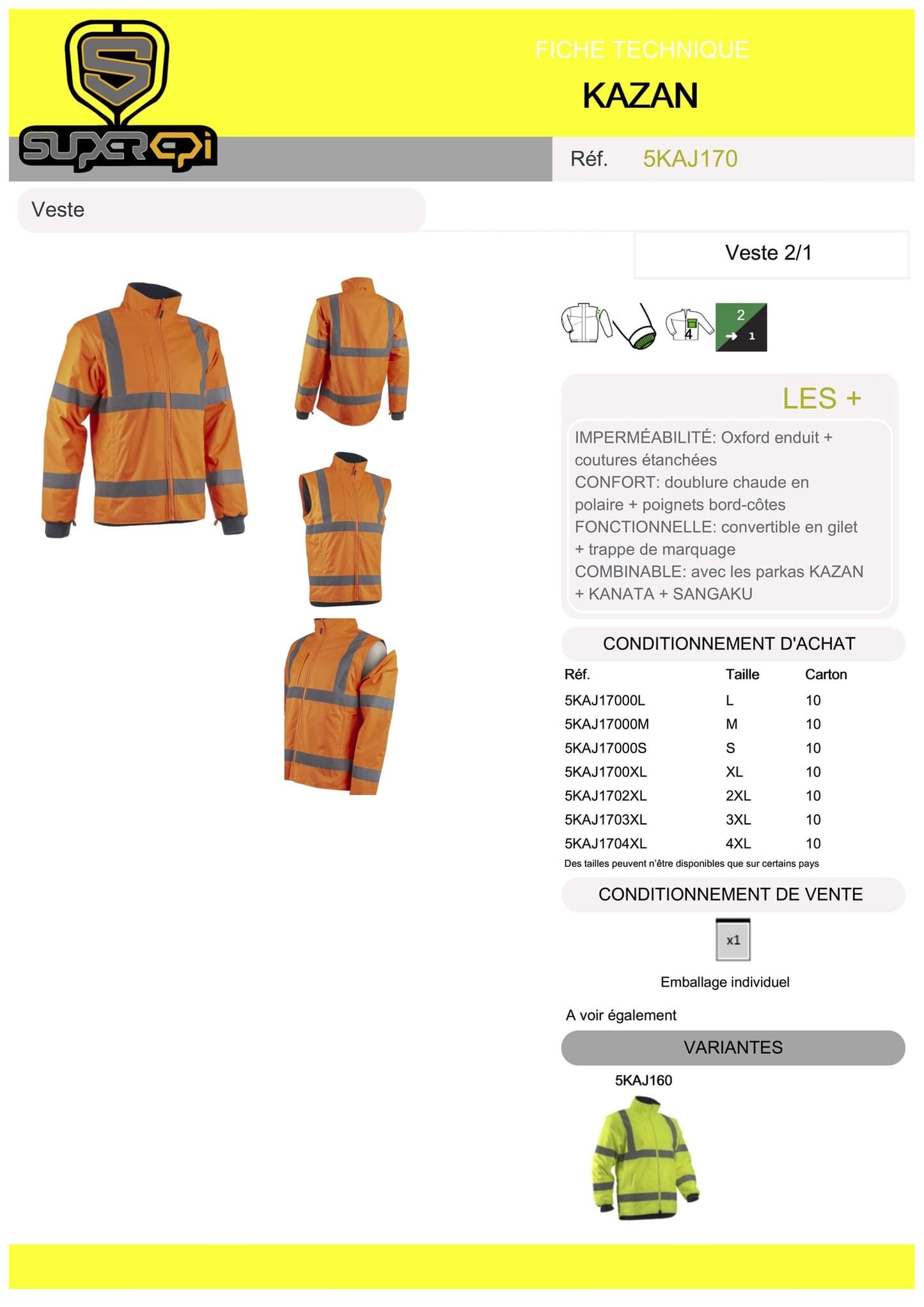 La veste softshell Kazan proposée par Superepi est un vêtement de travail hautement fonctionnel, conçu pour offrir une protection efficace contre les intempéries et les éléments extérieurs. Fabriquée à partir de tissus softshell de qualité supérieure, cette veste est à la fois résistante, respirante et confortable.