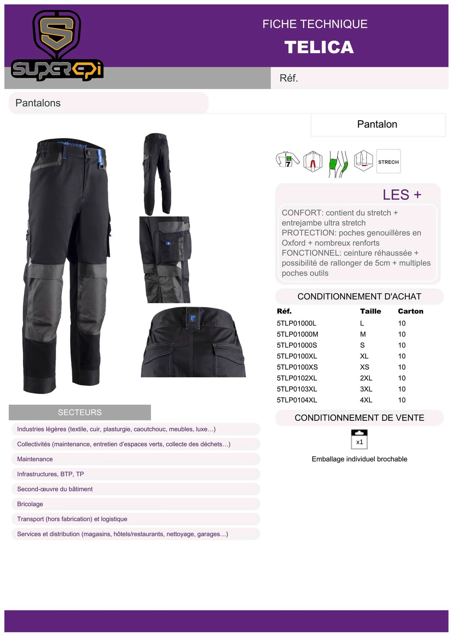 Pantalon TELICA Pack de 10