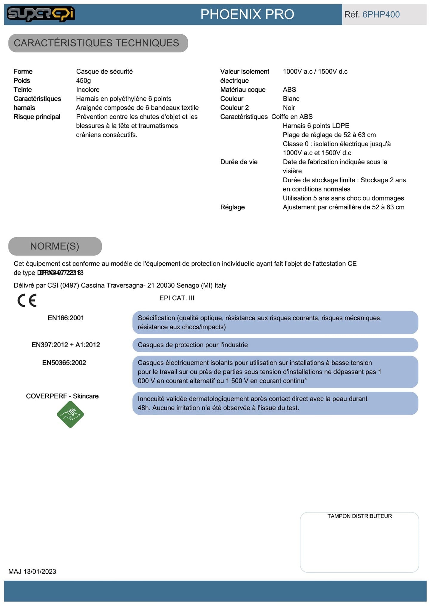 Le casque de sécurité PHOENIX PRO blanc non ventilé est un équipement de protection de haute performance pour les environnements industriels exigeants. Avec sa coiffe en ABS, son harnais en polyethylène à 6 points d'attache et son réglage facile par crémaillère de 52 à 63cm, ce casque offre une grande résistance aux déformations latérales, aux projections de métal en fusion et aux basses températures allant jusqu'à -30°C.