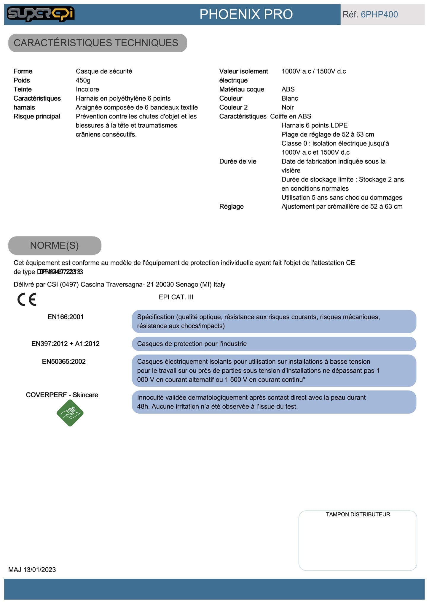 Le casque de sécurité PHOENIX PRO blanc non ventilé est un équipement de protection de haute performance pour les environnements industriels exigeants. Avec sa coiffe en ABS, son harnais en polyethylène à 6 points d'attache et son réglage facile par crémaillère de 52 à 63cm, ce casque offre une grande résistance aux déformations latérales, aux projections de métal en fusion et aux basses températures allant jusqu'à -30°C.