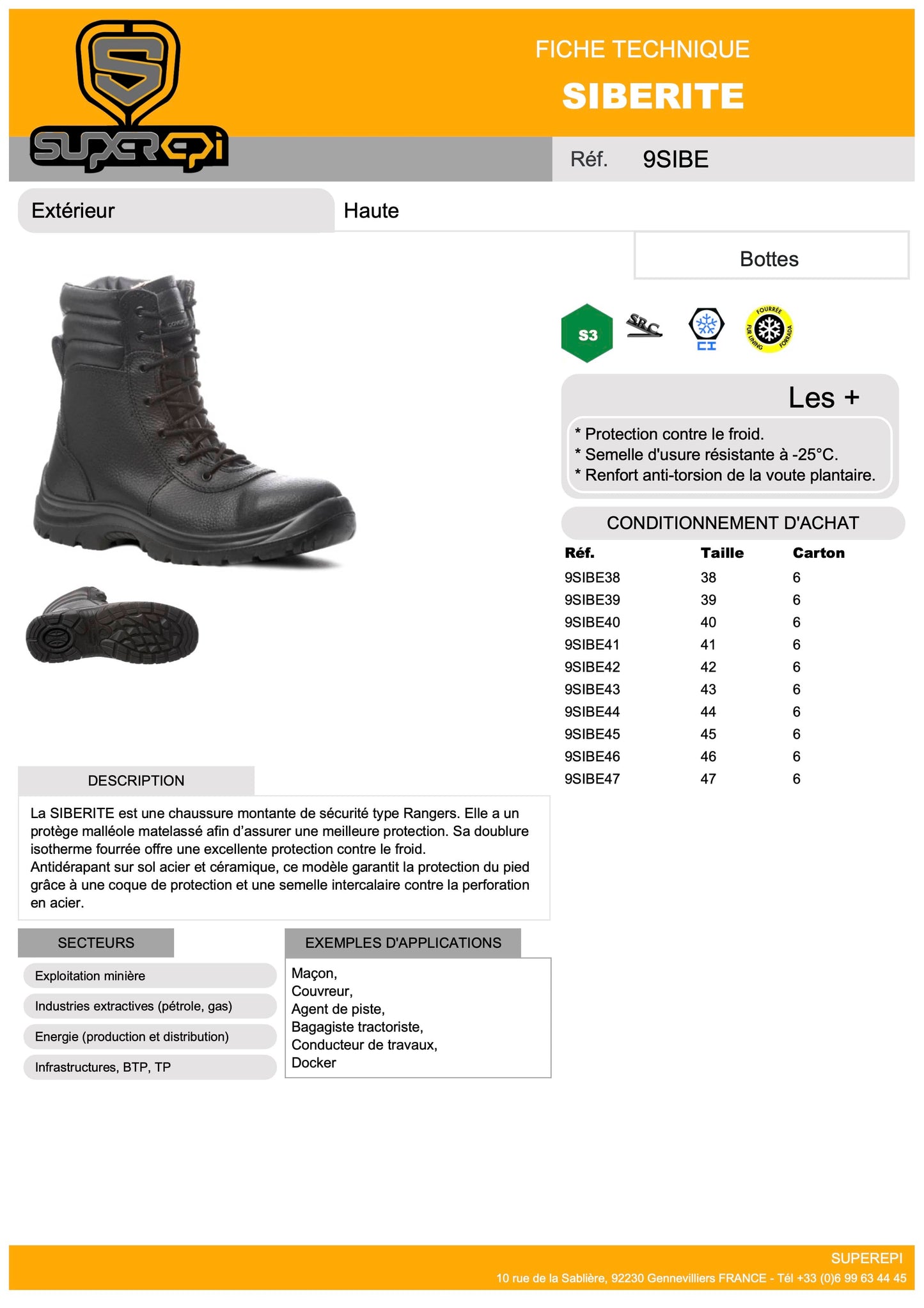 Notre chaussure de sécurité montante type Rangers est conçue pour offrir une protection maximale dans les environnements de travail les plus exigeants. Fabriquée à partir de matériaux de haute qualité, elle est résistante à l'eau et à l'abrasion, et offre une excellente durabilité.