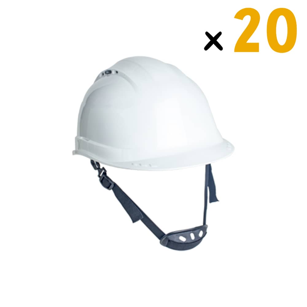 Le pack de 20 casques de chantier PELICANO est un choix idéal pour les entreprises travaillant dans les secteurs de la construction, du bricolage, des infrastructures et des industries légères. Ce casque de sécurité blanc est équipé d'un harnais en tissu à 6 points d'attache et d'un réglage par crémaillère de 55 à 62 cm pour assurer un ajustement parfait. Les aérations latérales réglables permettent une ventilation personnalisée, tandis que la jugulaire à 2 points incluse offre une plus grande stabilité.