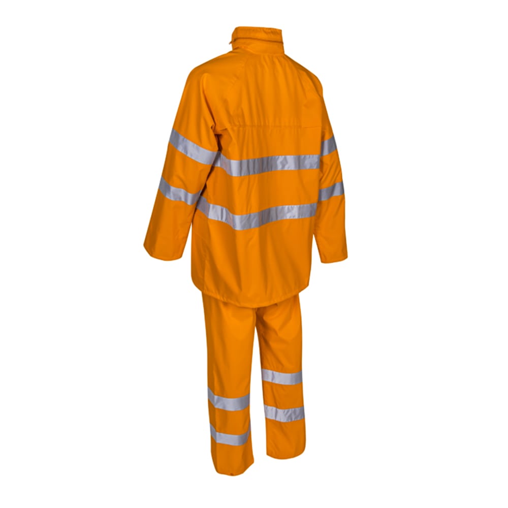 L'ensemble de pluie KAWA Orange HV est un équipement de protection indispensable pour les travailleurs en extérieur confrontés aux intempéries. Fabriqué à partir de 100% de polyester enduit Polyuréthane de 150D Oxford avec une doublure en PU de 140g/m2, cet ensemble de pluie offre une protection maximale contre la pluie tout en étant respirant pour un confort optimal.