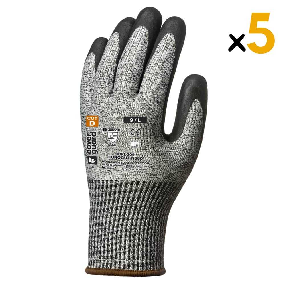 Les gants Eurocut N560 sont des gants de protection en nitrile, conçus pour offrir une protection supérieure contre les coupures, les perforations et les produits chimiques. Ce pack de 5 gants est idéal pour les professionnels qui ont besoin d'une protection fiable pour leurs mains lors de la manipulation de produits dangereux.