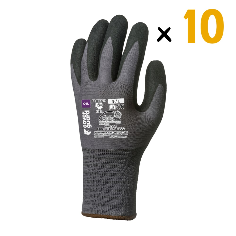 Protégez vos mains lors de vos travaux de précision avec ce pack de 10 gants EUROLITE 15N500. Ces gants offrent un excellent confort et une sensation seconde peau grâce à leur tricot sans couture en polyamide. Avec leur double enduction palmaire en nitrile lisse noir avec effet grainé sur la paume, ils vous garantissent un grip exceptionnel en milieu huileux. 