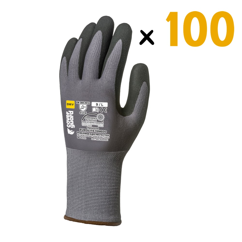 Les gants Eurolite 15N600 sont conçus pour offrir une protection optimale tout en assurant un grand confort d'utilisation. Leur tricot gris sans couture à base de polyamide, de jauge 15, assure une excellente dextérité pour les travaux de précision. L'enduction palmaire en micro-mousse de nitrile noir garantit une adhérence parfaite, ainsi qu'une bonne résistance à l'abrasion et aux huiles.