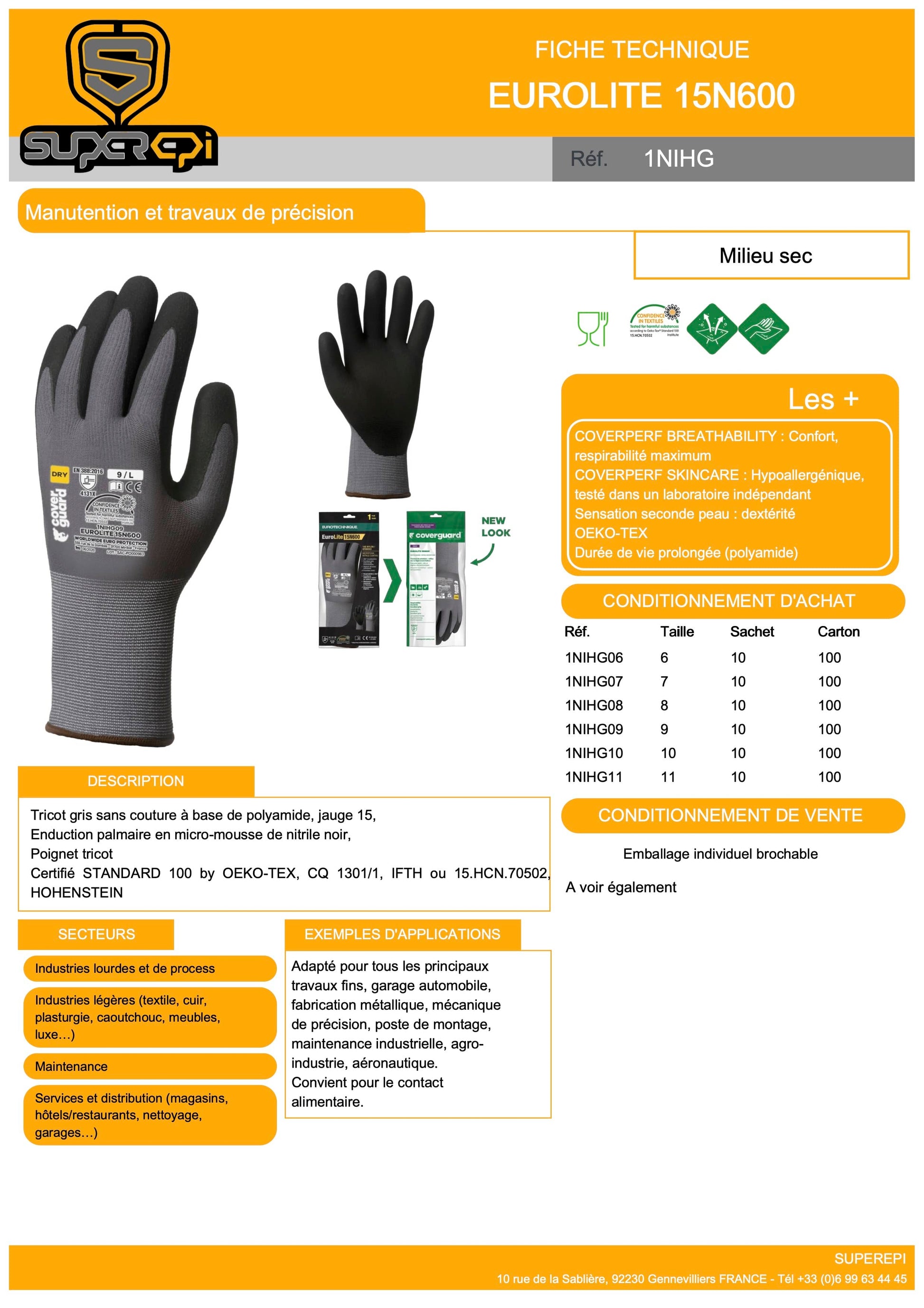 Les gants EUROLITE 15N600 sont conçus pour offrir une protection maximale tout en garantissant un confort optimal lors de vos activités. Leur tricot gris sans couture à base de polyamide, de jauge 15, assure une sensation de seconde peau, ce qui permet une grande dextérité lors des manipulations.