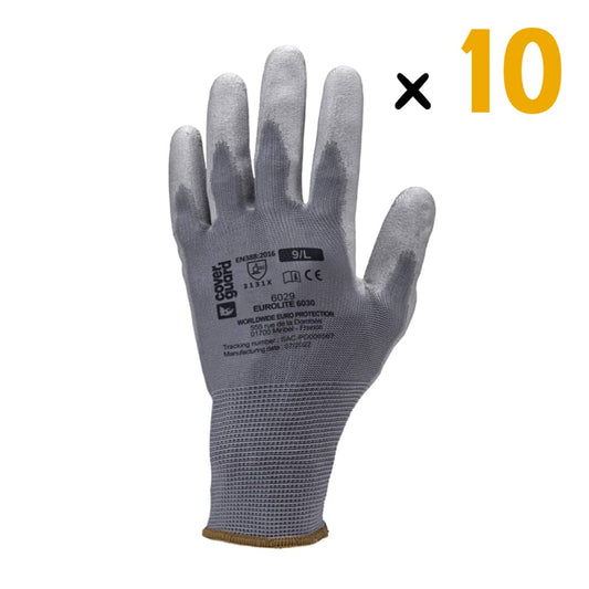 Le pack de 10 gants Eurolite 6030 est un choix de qualité pour ceux qui ont besoin de gants de travail fiables et durables. Fabriqués à partir de cuir de vachette de première qualité, ces gants offrent une résistance accrue à l'abrasion et aux coupures, ainsi qu'une protection accrue contre les éclats de métal et autres dangers potentiels sur le lieu de travail.