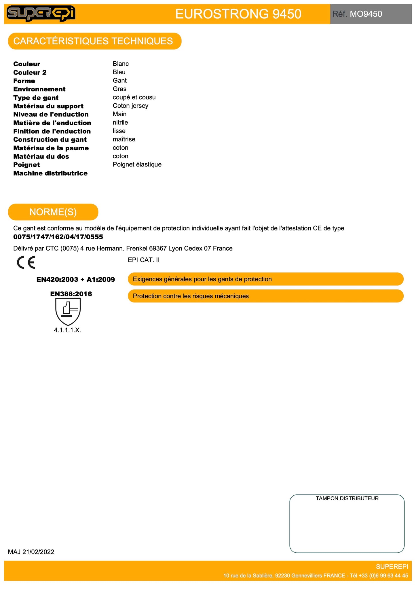 GANTS-EUROSTRONG-9450-Durabilite-Enduction-main-complete-Dexterite-PACK-DE-100-FICHE-TECHNIQUE-SUPER-EPI