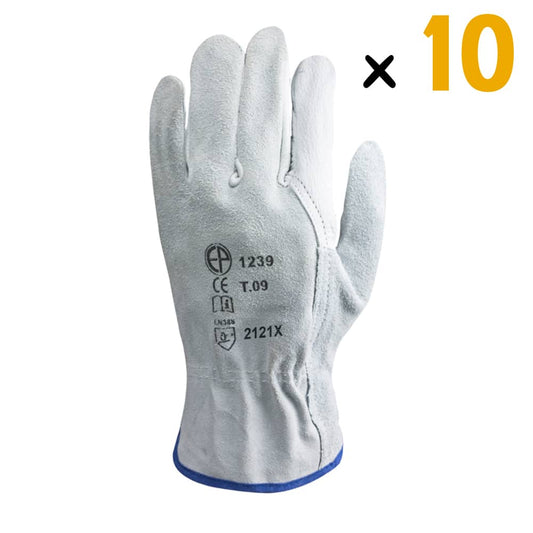 Le pack de 10 Gants Maîtrise EUROSTRONG 1240 est un choix de qualité supérieure pour ceux qui recherchent confort, souplesse, dextérité et grip sur les outils. La paume et l'index en fleur de buffle offrent une grande polyvalence d'utilisation tandis que le dos croûte et le pouce palmé offrent une protection supplémentaire. 