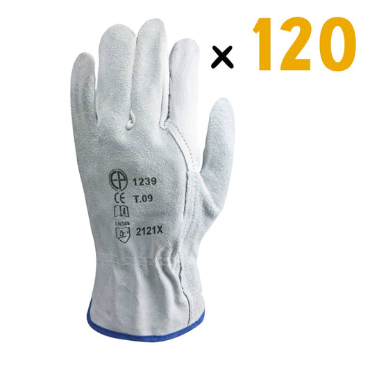 Le pack de 120 gants Eurostrong 1240 est un choix de qualité supérieure pour ceux qui ont besoin de gants de travail fiables et résistants. Fabriqués à partir de cuir de vachette de première qualité, ces gants offrent une résistance accrue à l'abrasion et aux coupures, ainsi qu'une protection accrue contre les éclats de métal et autres dangers potentiels sur le lieu de travail.