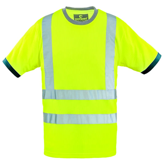 Le t-shirt Yard à manches courtes est un vêtement de travail de qualité professionnelle qui offre à la fois confort et sécurité. Ce t-shirt jaune haute visibilité est idéal pour les travailleurs qui ont besoin d'être visibles lors de leurs tâches en extérieur.