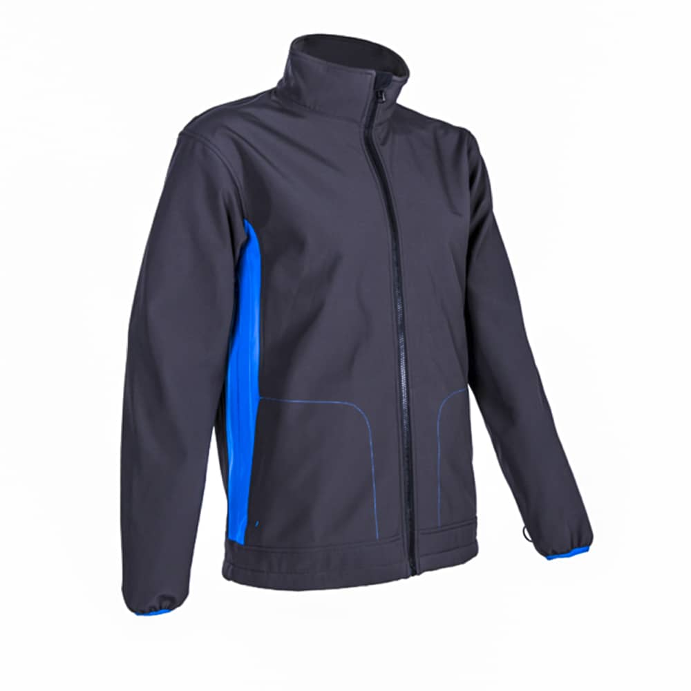 Il s'agit d'une parka WANI 300g/m2 de couleur marine avec une couche extérieure en polyester enduit PVC de 280g/m2 et une doublure en mesh en polyester de 70g/m2 pour le corps.